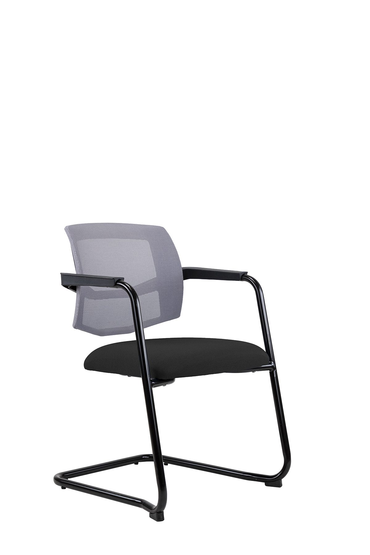 Scaun Lapel Visitor/S – vedere 3/4, bază sanie și spătar mesh