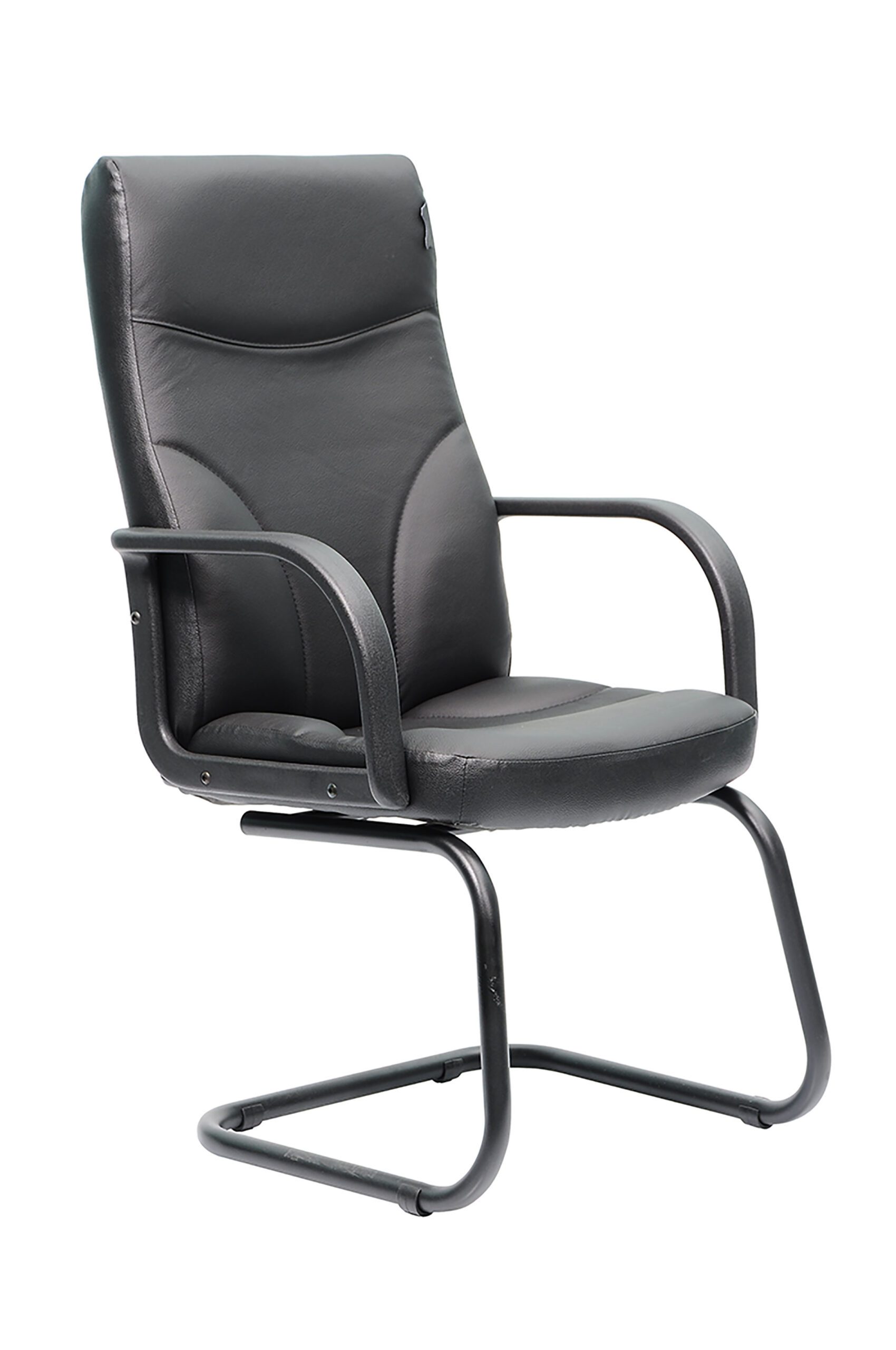 Scaun vizitator Riva P S - tapițerie piele ecologică neagră