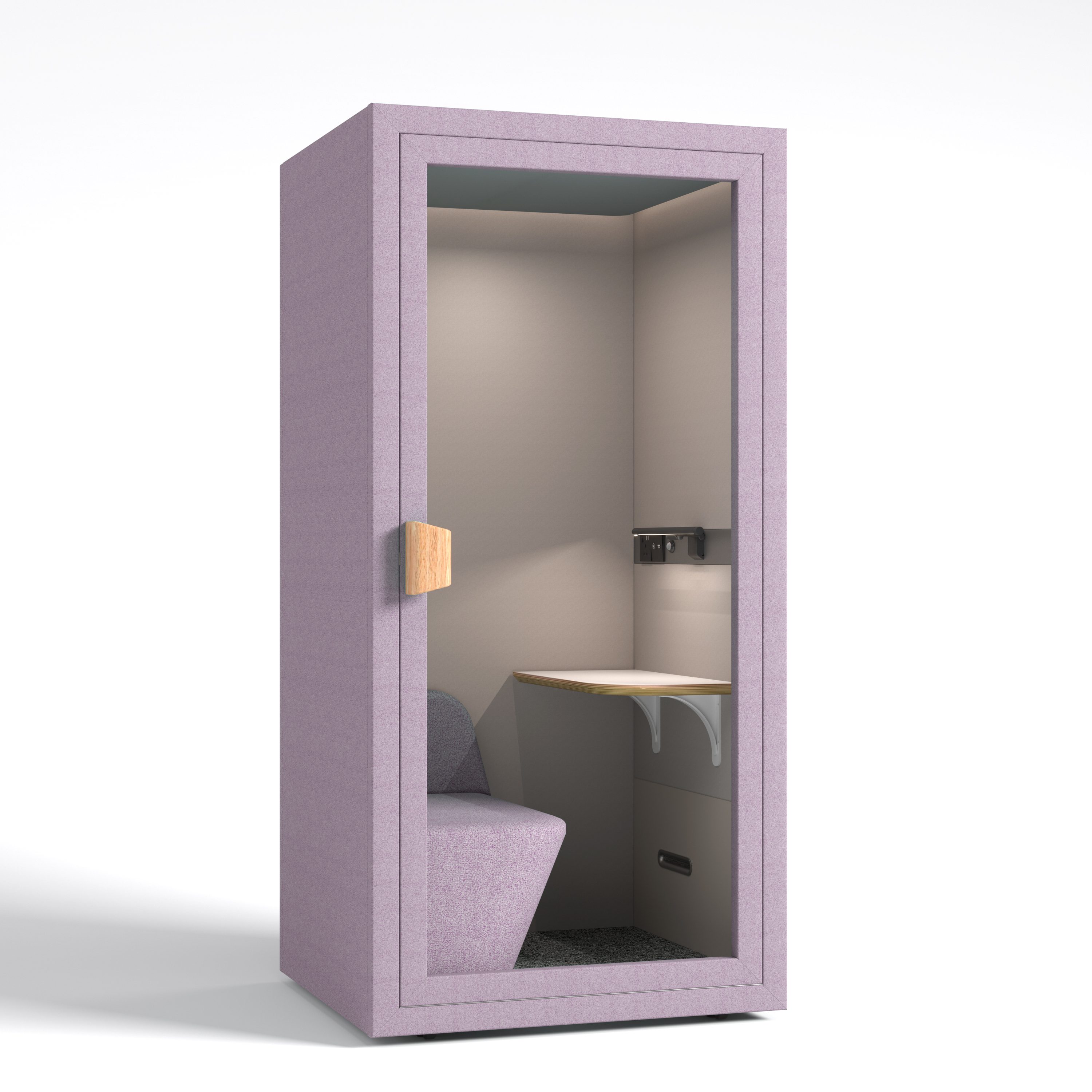 Cabina acustica mov lavanda - perspectiva