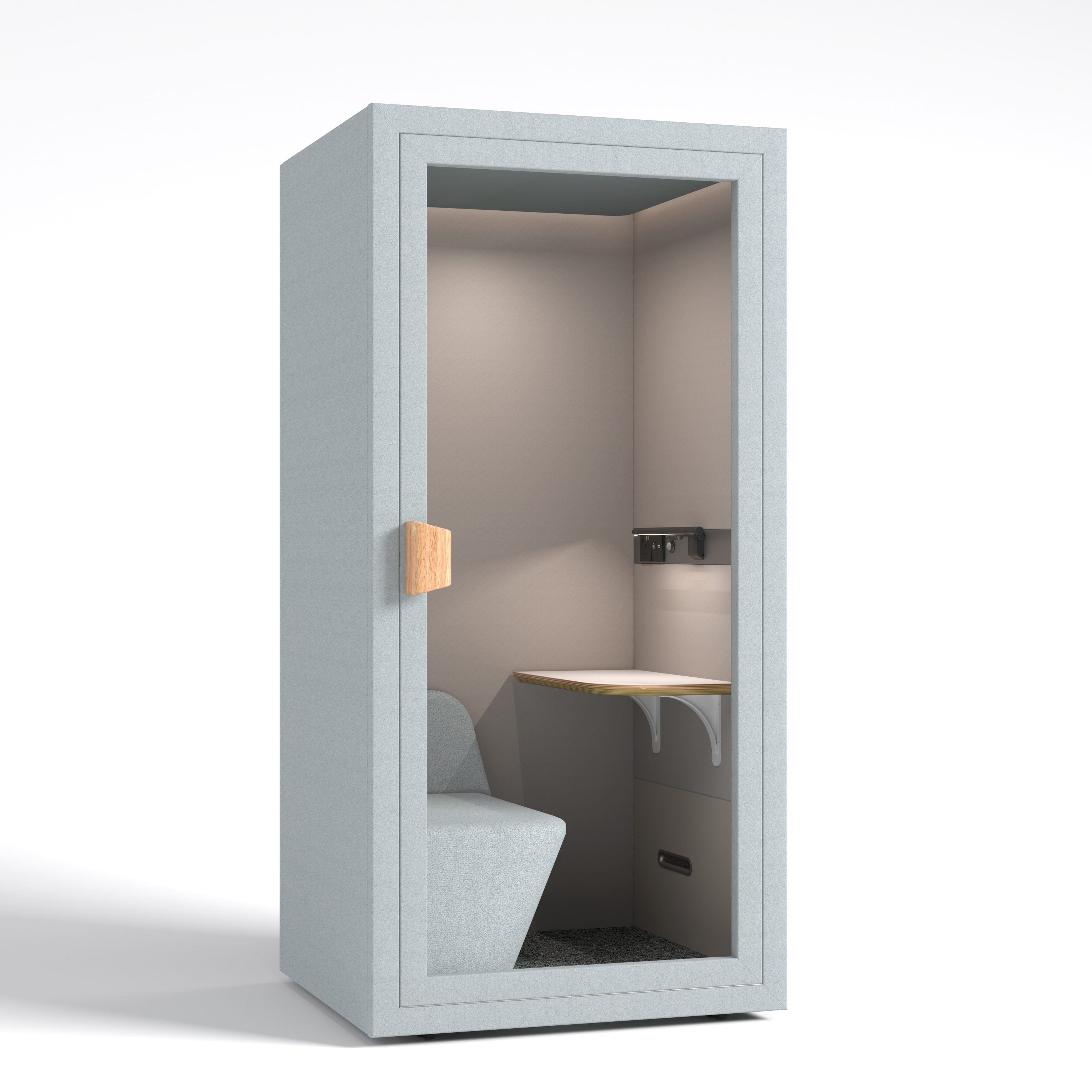 Cabina acustica albastru deschis - perspectiva