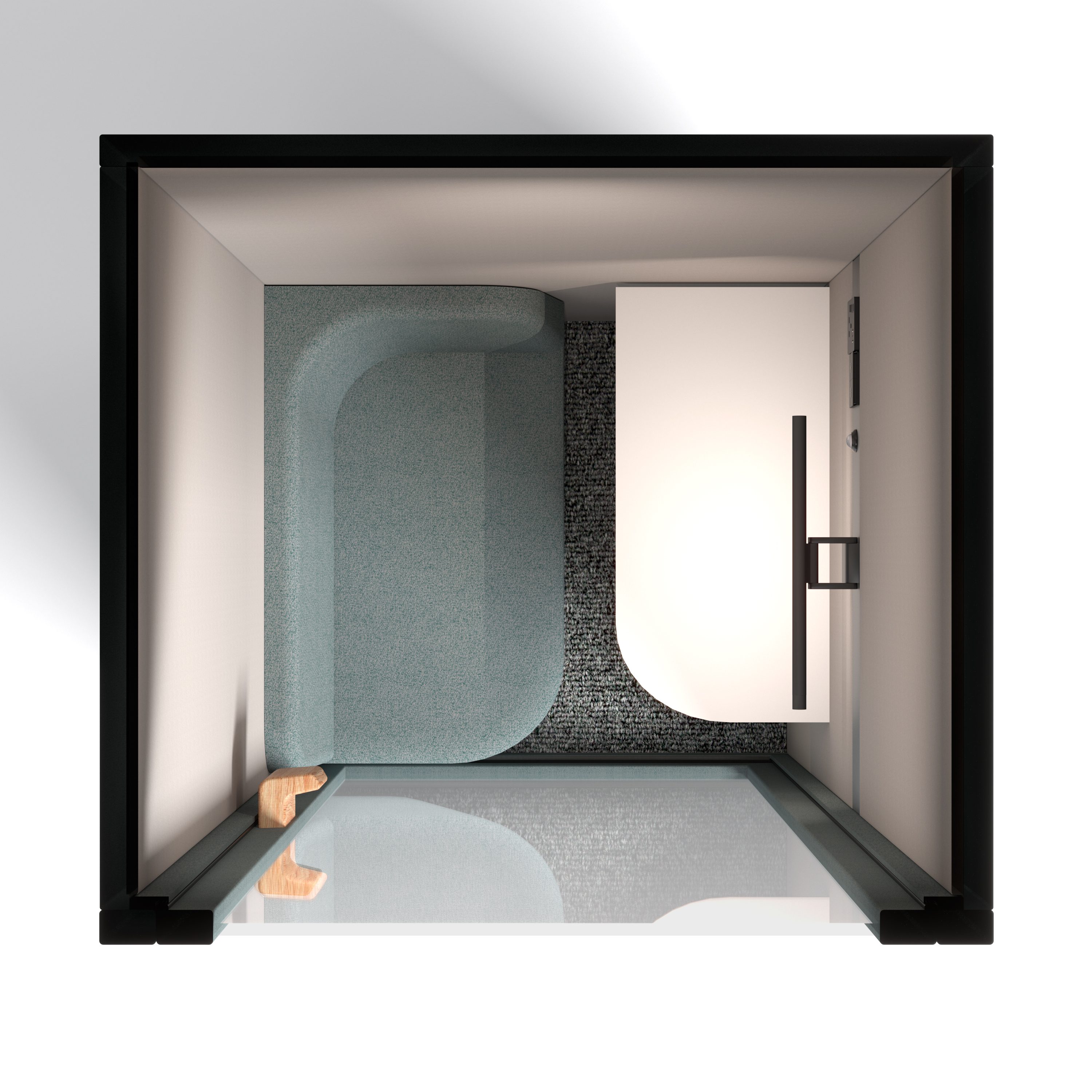 Vedere de sus interior Working Pod - canapea si birou