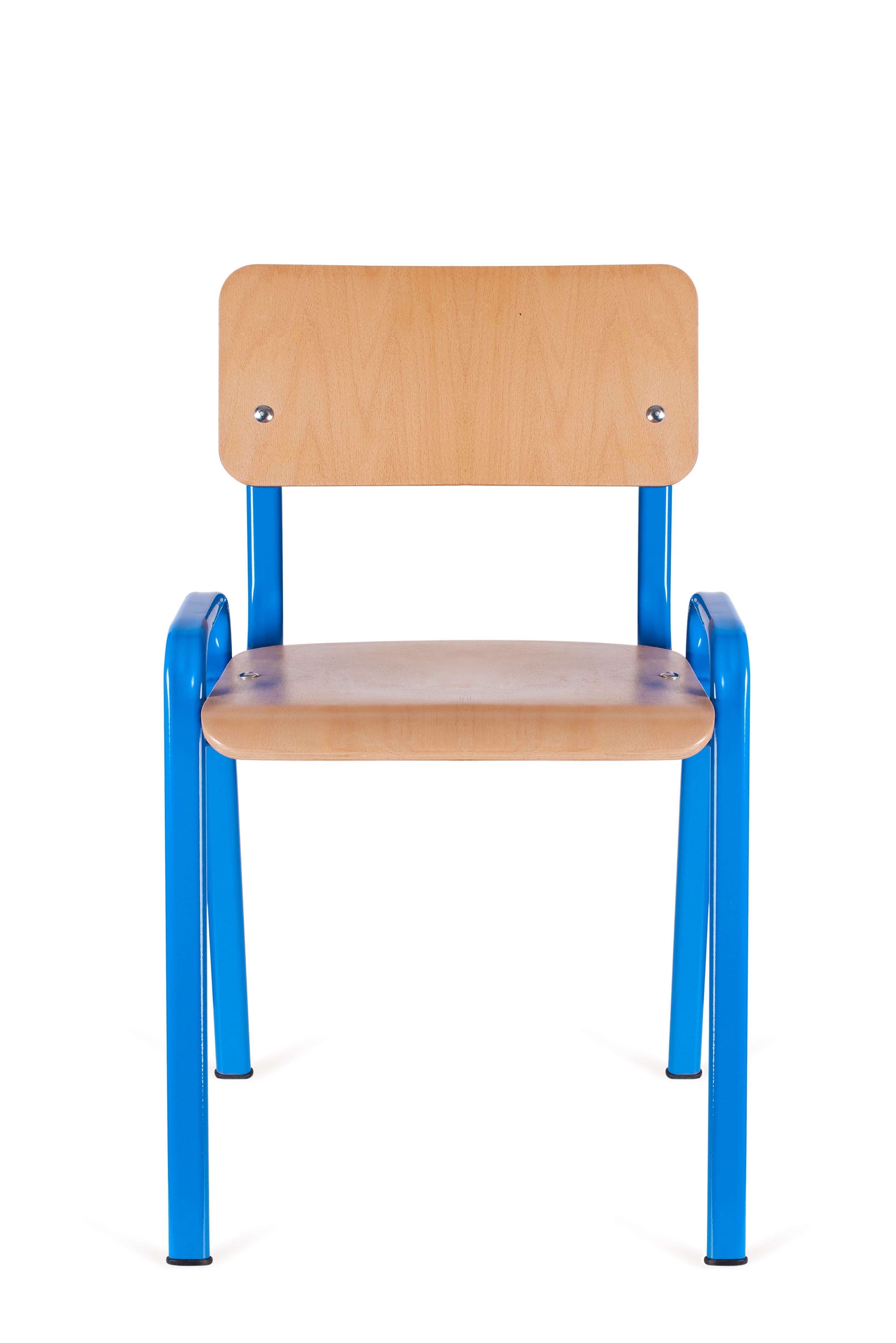 Scaun școlar cadru albastru și lemn stratificat