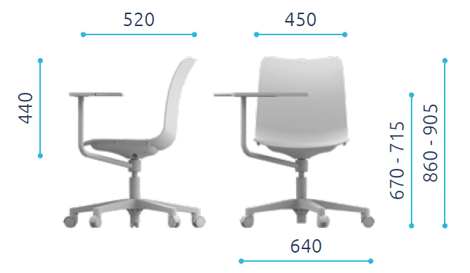 Schiță dimensiuni scaun College Ergo