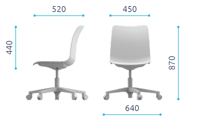 Schiță tehnică dimensiuni scaun College