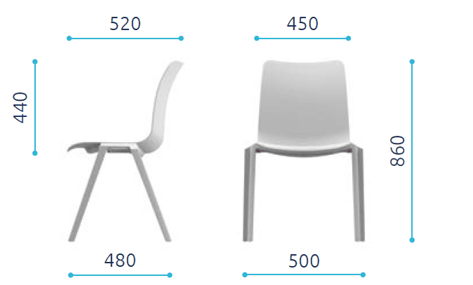 Schiță tehnică dimensiuni scaun College