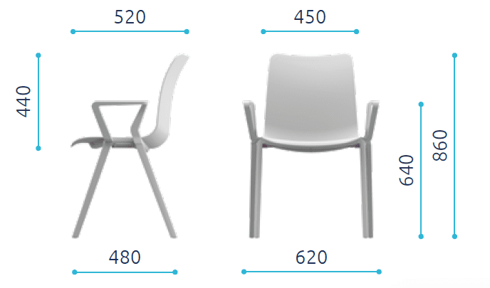 Schiță tehnică dimensiuni scaun College