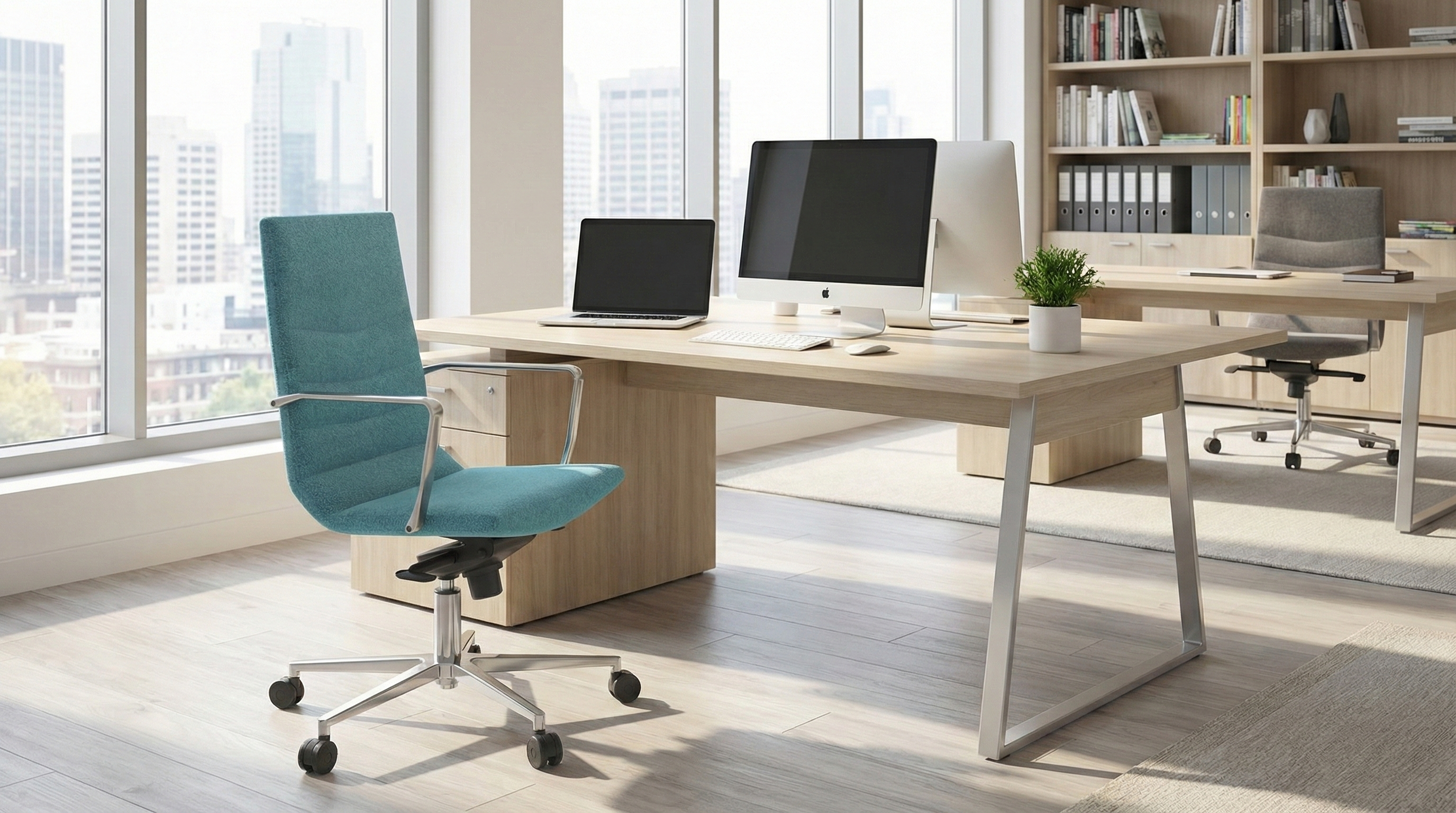 Birou modern cu scaun ergonomic 7650 Shiny