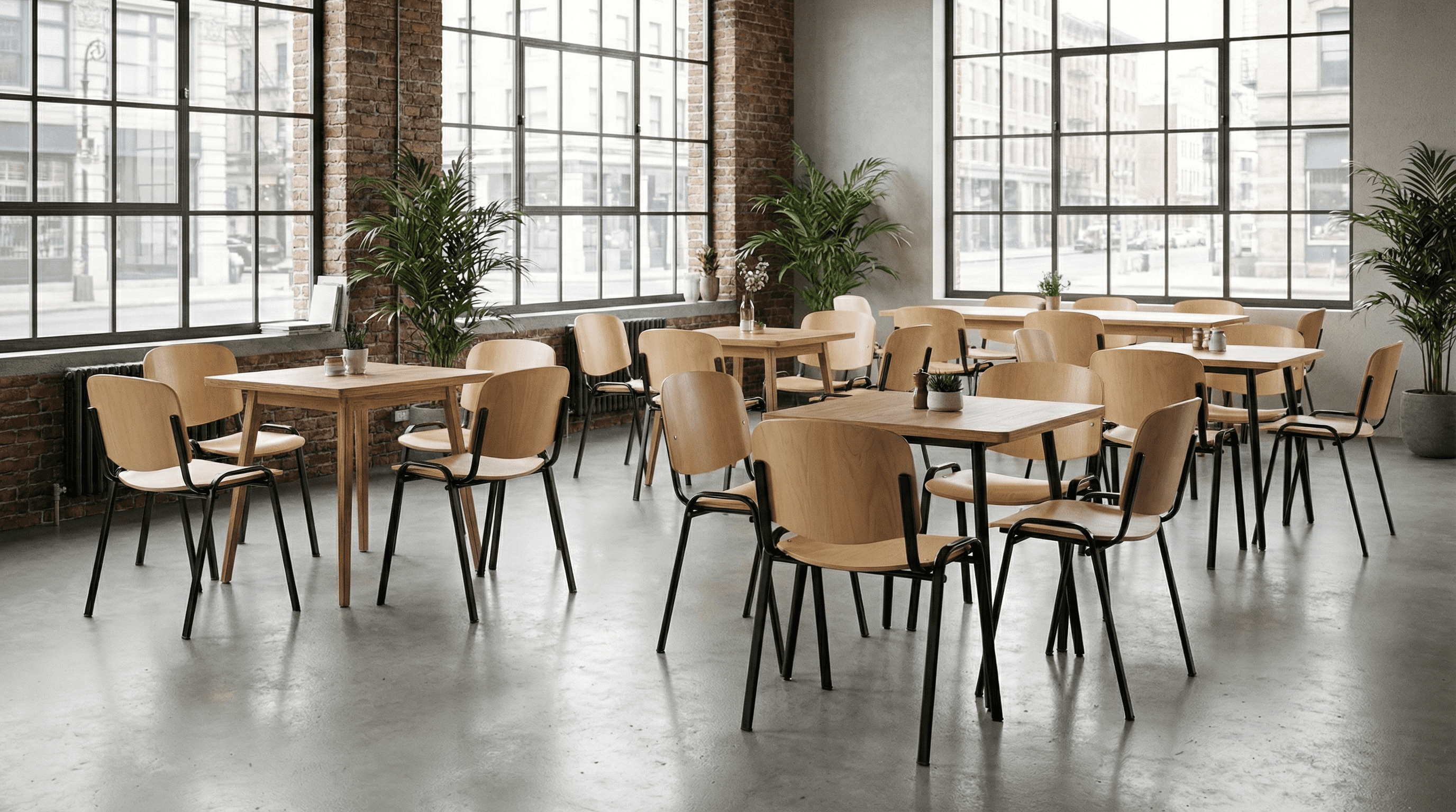 Ambient industrial cantina cu scaune Taurus