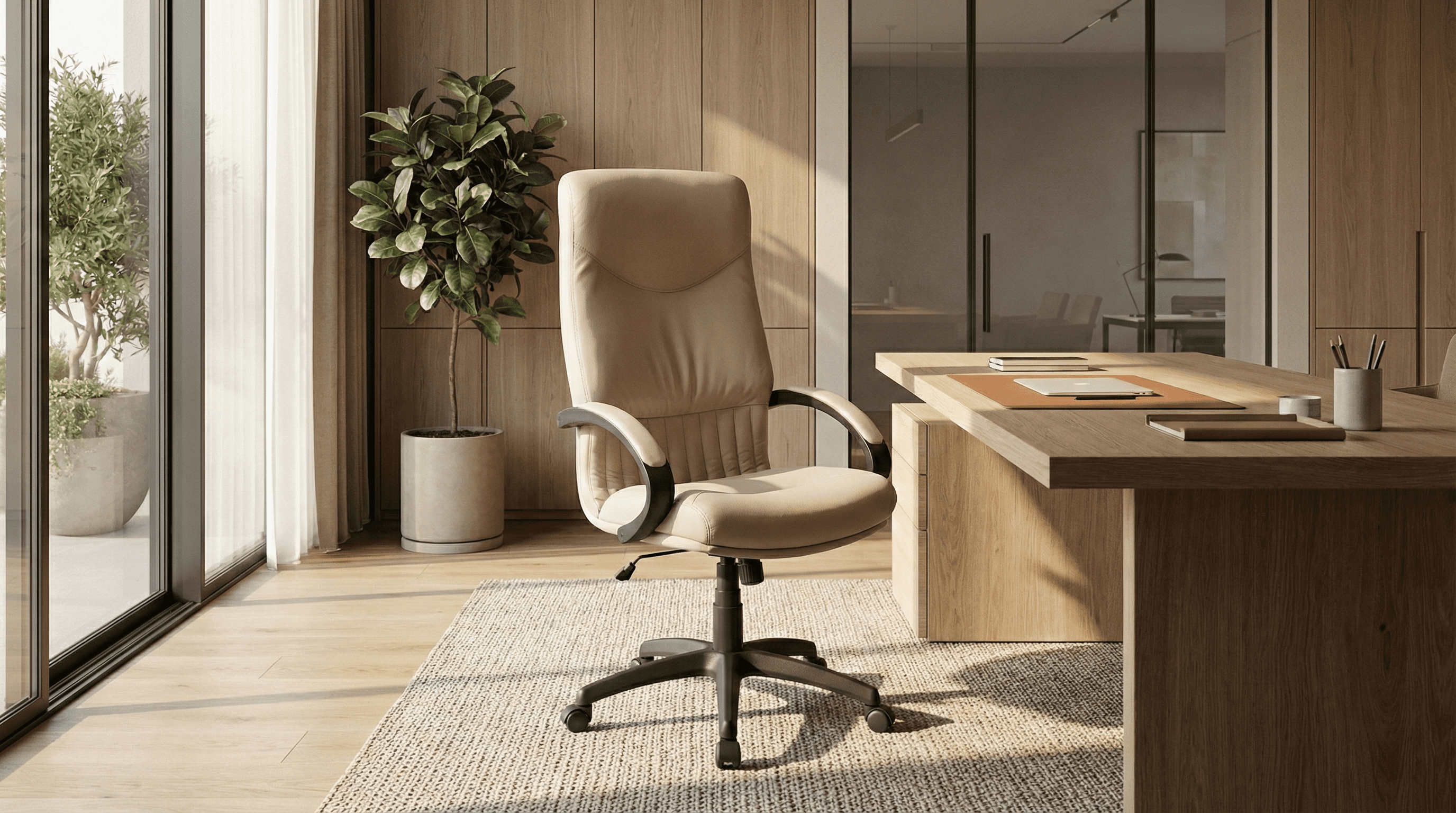 Birou managerial modern cu scaun Fusion Arizona Beige