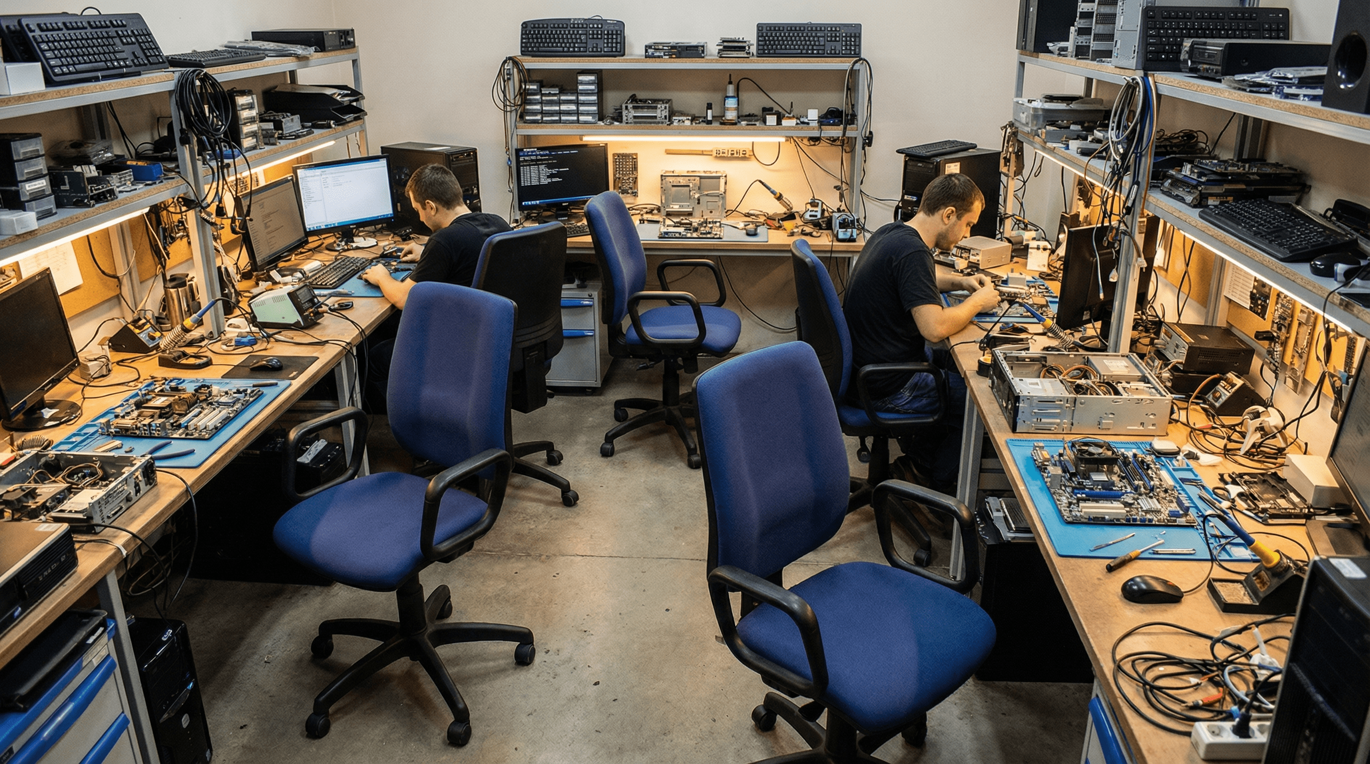 Atelier electronic cu scaune antistatice ESD