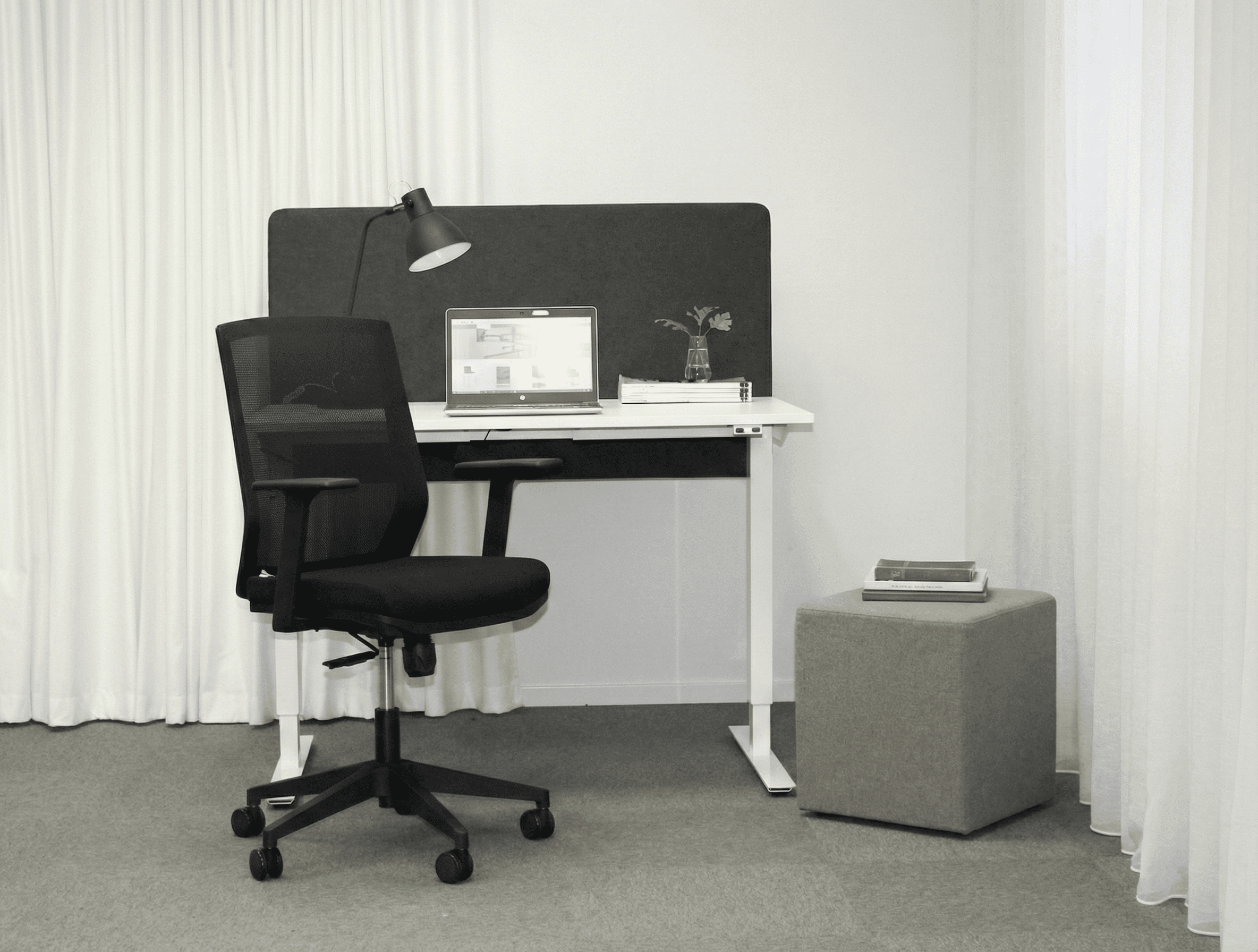 Masa David Full - Birou Reglabil cu Panou Acustic