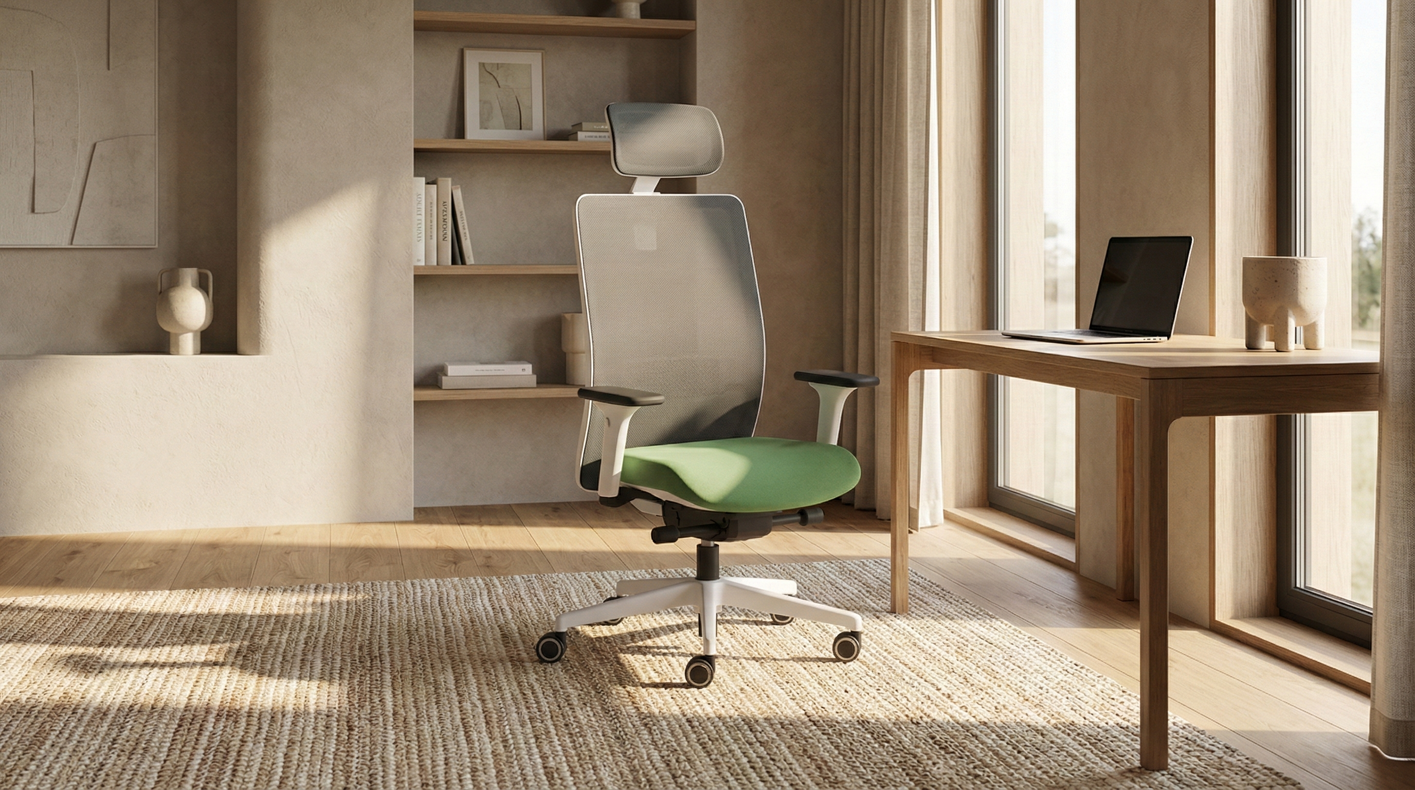 Scaun ergonomic Evolution White în ambient modern