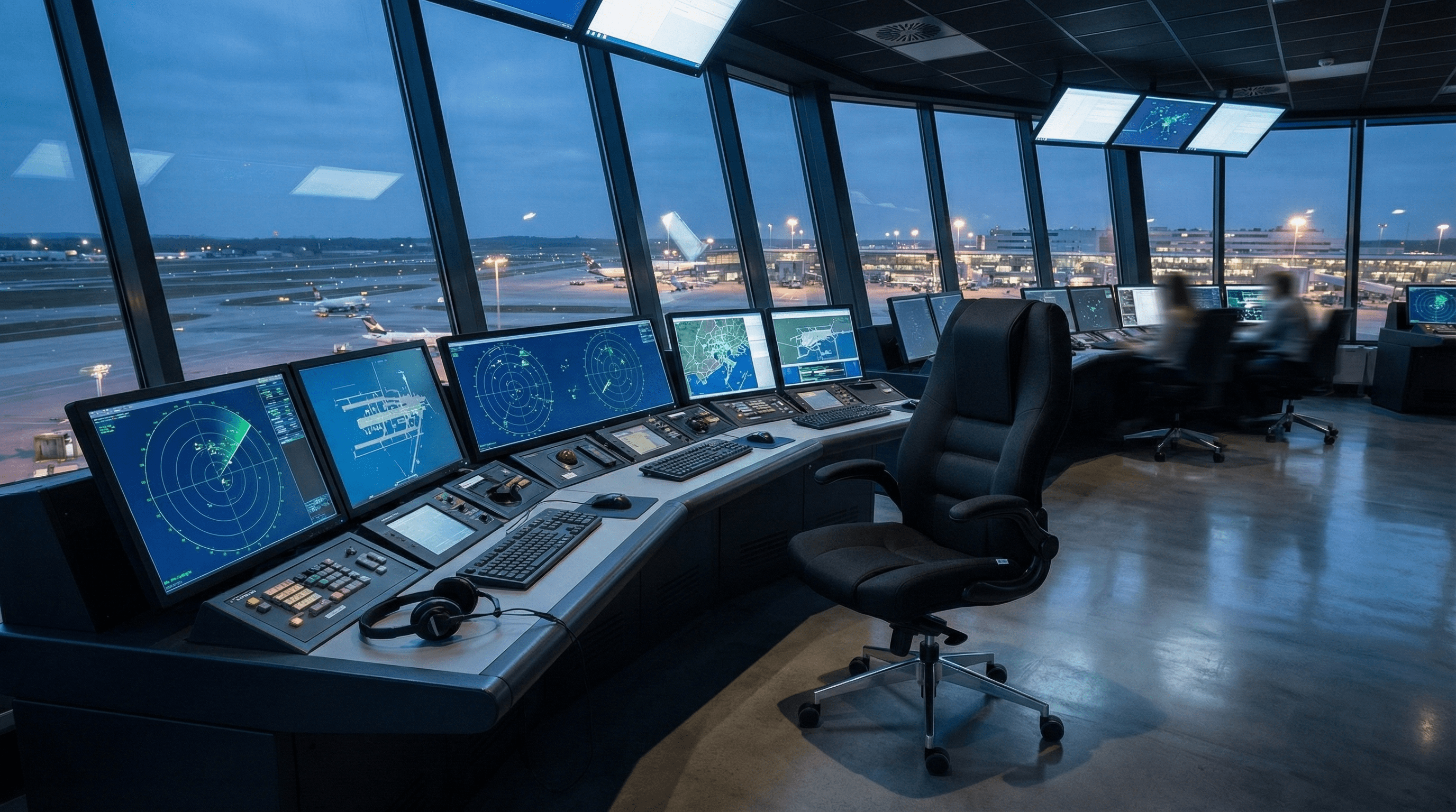 Scaun Markus în turn de control aeroport
