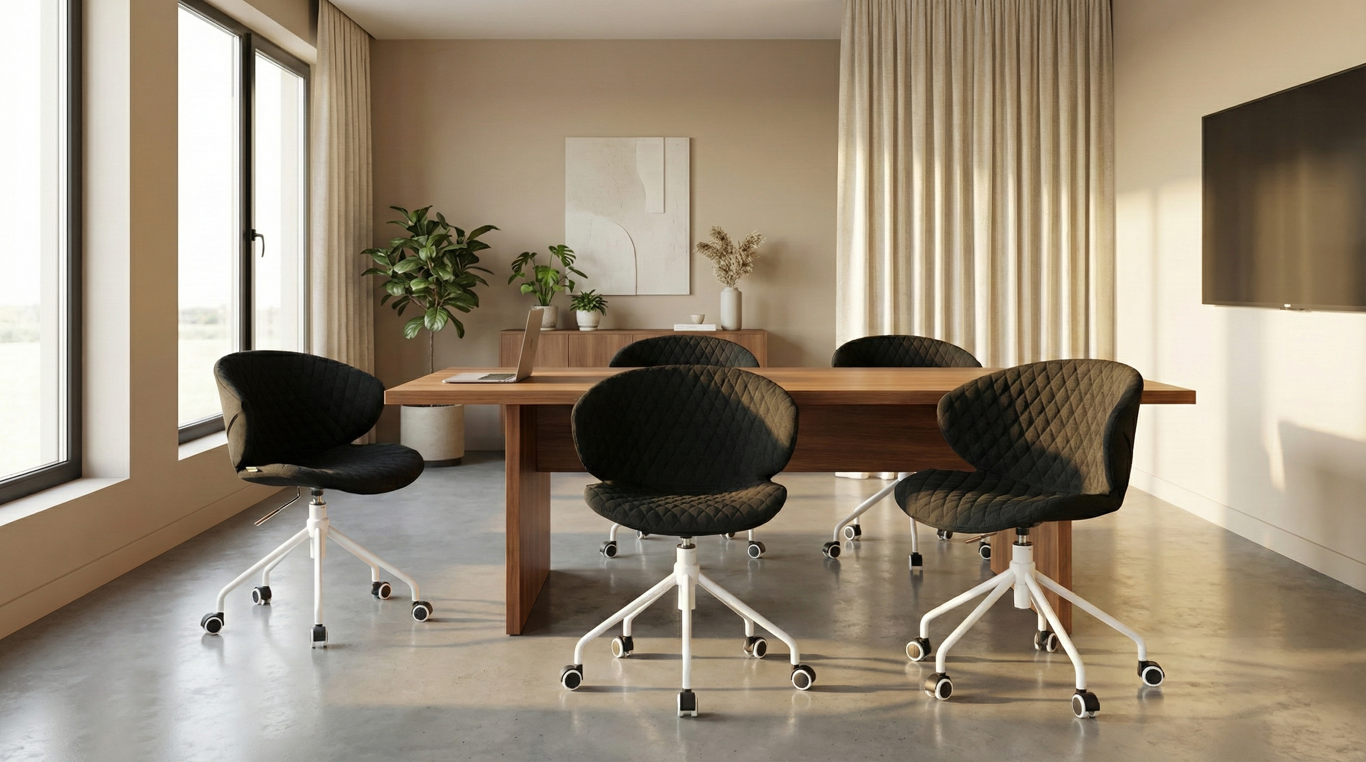 Ambient birou modern cu scaune tip scoică